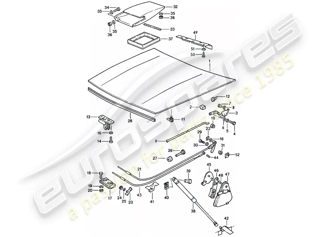 porsche 1982 (924) cubrir diagrama de piezas