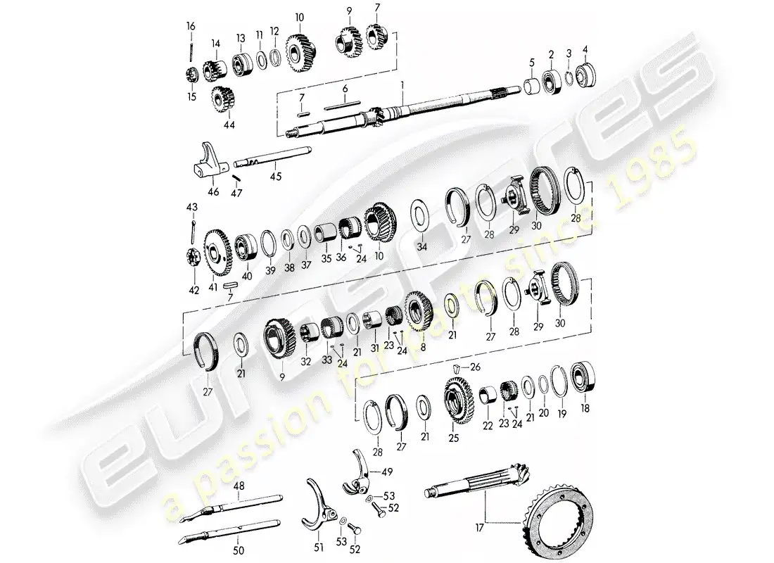 porsche 1959 (356/356a) engranajes y ejes - para - transmisión diagrama de piezas
