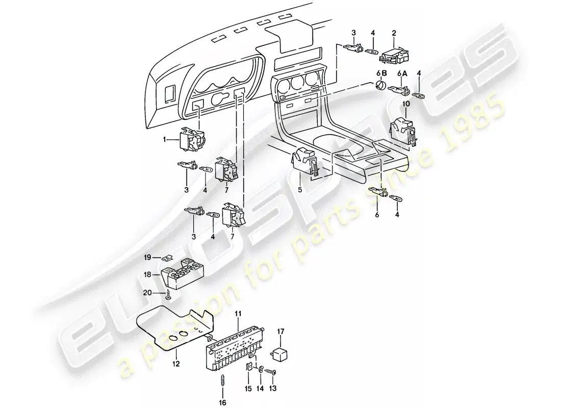 porsche 1979 (924) interruptor - caja de fusibles - relé diagrama de piezas