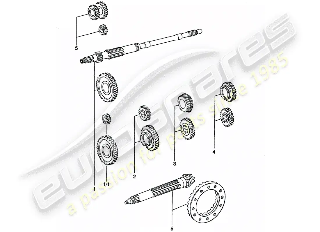 porsche 1976 (911) juegos de ruedas de engranaje - 4-speed diagrama de piezas
