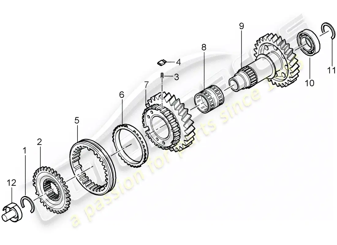 porsche 2005 (997-1) marcha atrás diagrama de piezas