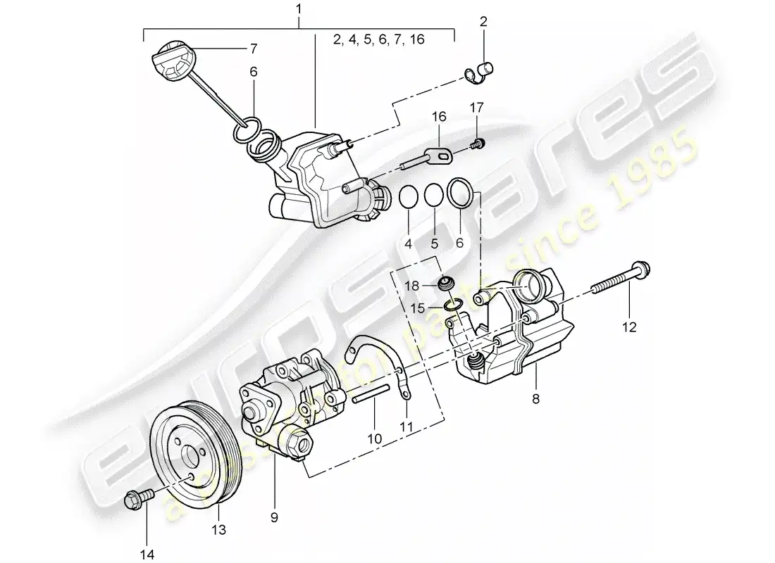 porsche 2005 (997-1) dirección asistida diagrama de piezas