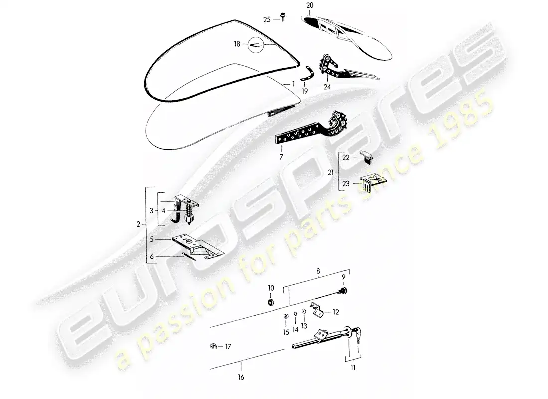 porsche 1957 (356/356a) tapa - - y - con piezas de montaje - a medida utilizar material de taller diagrama de piezas