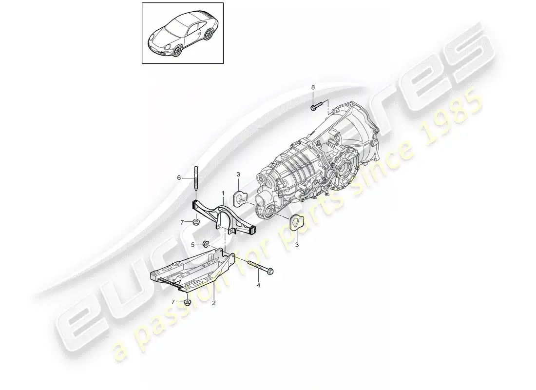 porsche 2011 (997-2) suspensión de la transmisión diagrama de piezas
