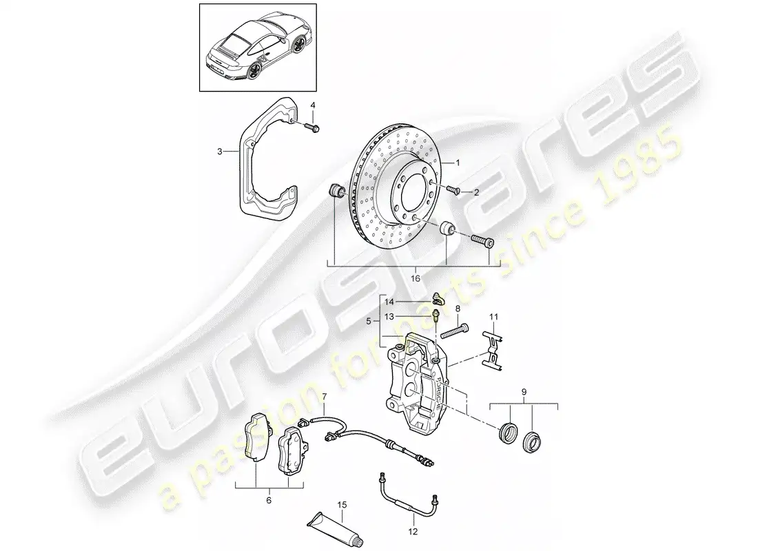 porsche 2013 (997-2 turbo / gt2 rs) frenos de disco diagrama de piezas