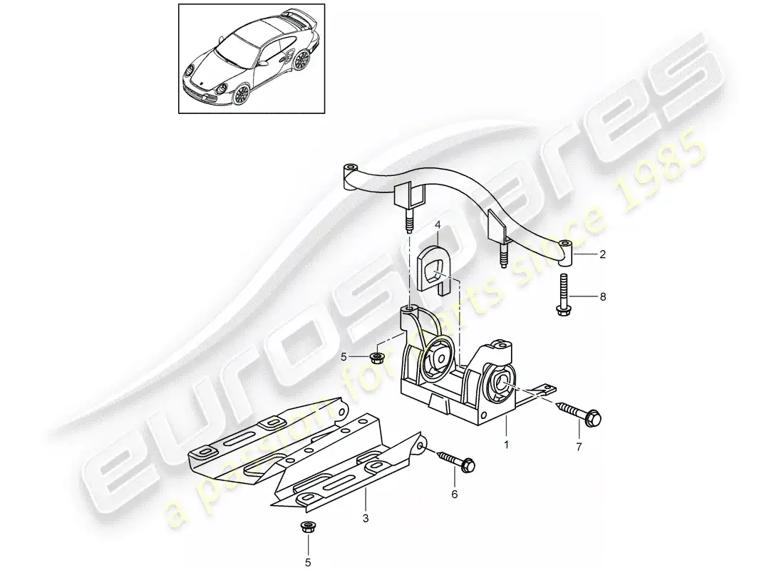porsche 2013 (997-2 turbo / gt2 rs) suspensión de la transmisión diagrama de piezas