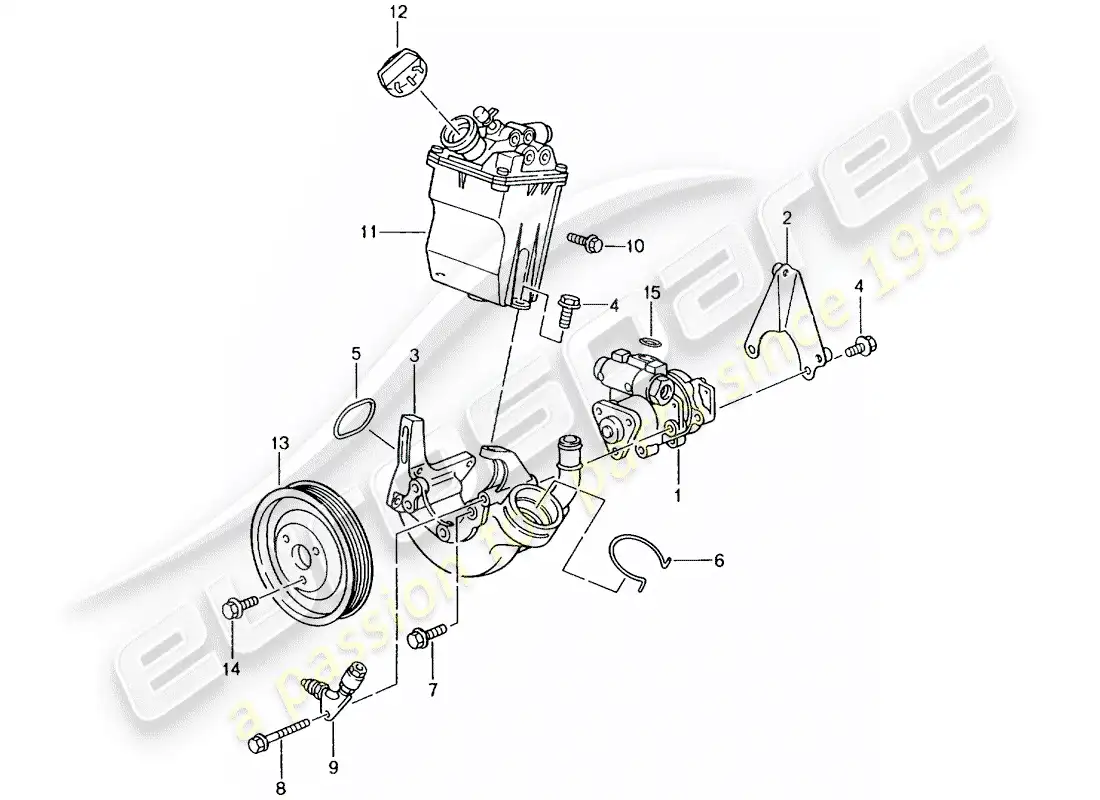 porsche 2004 (996 gt3) dirección asistida - bomba de dirección asistida - contenedor diagrama de piezas
