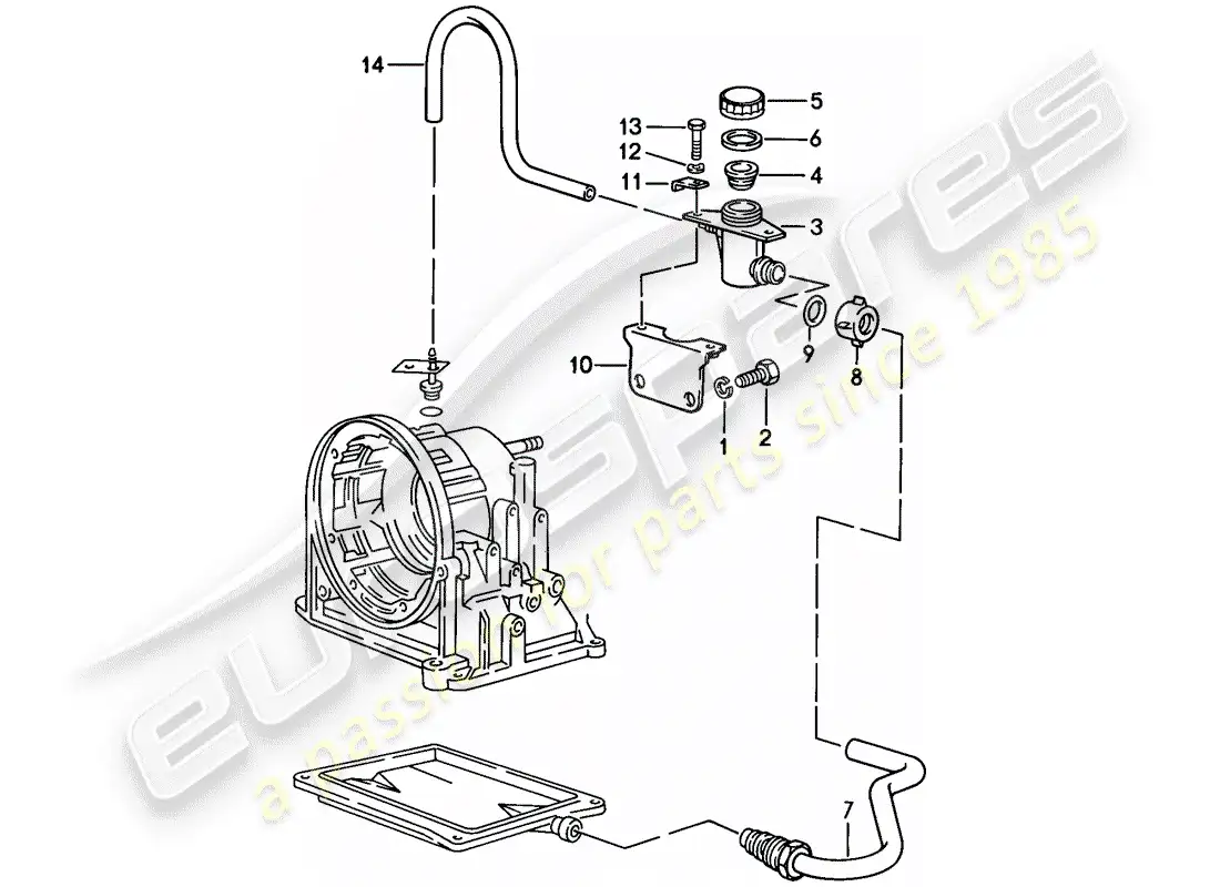 porsche 1988 (924s) entrada de aceite - transmisión automática diagrama de piezas