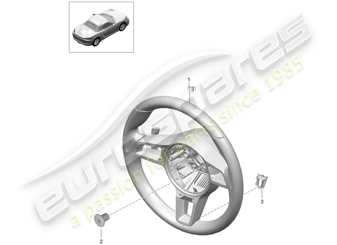 porsche 2018 (718 boxster) volante diagrama de piezas
