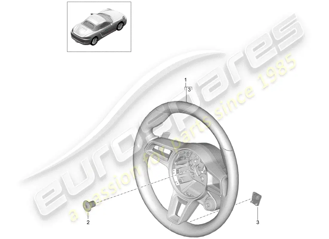 porsche 2018 (718 boxster) volante diagrama de piezas