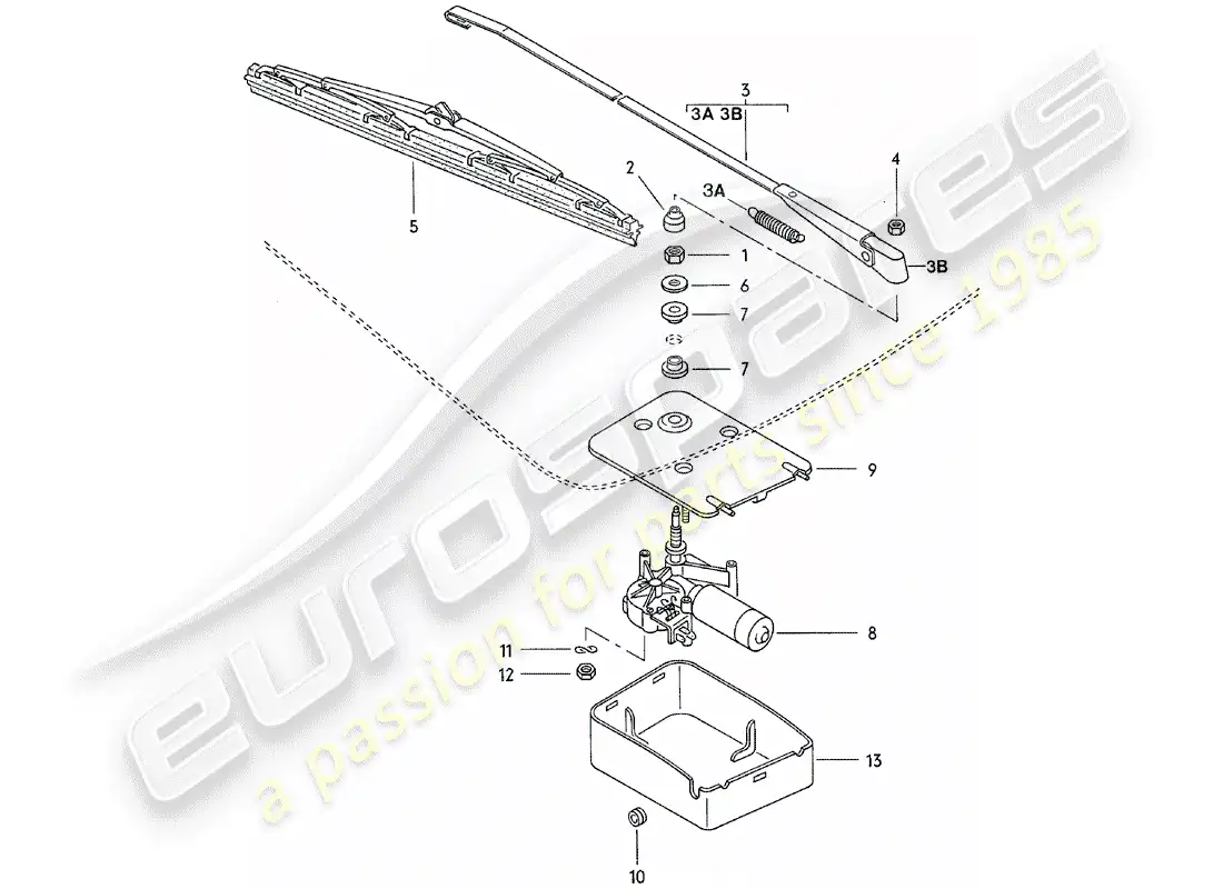 porsche 1982 (924) limpiaparabrisas trasero diagrama de piezas