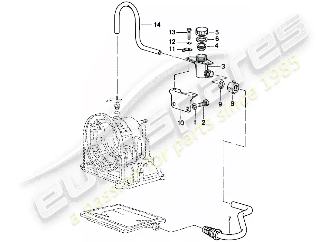 porsche 1983 (924) entrada de aceite - transmisión automática diagrama de piezas