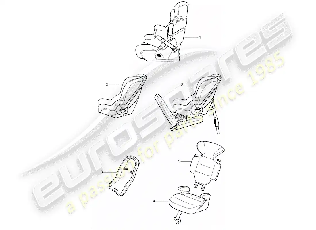 porsche 2014 (tequipment cayenne) diagrama de piezas del asiento para niños