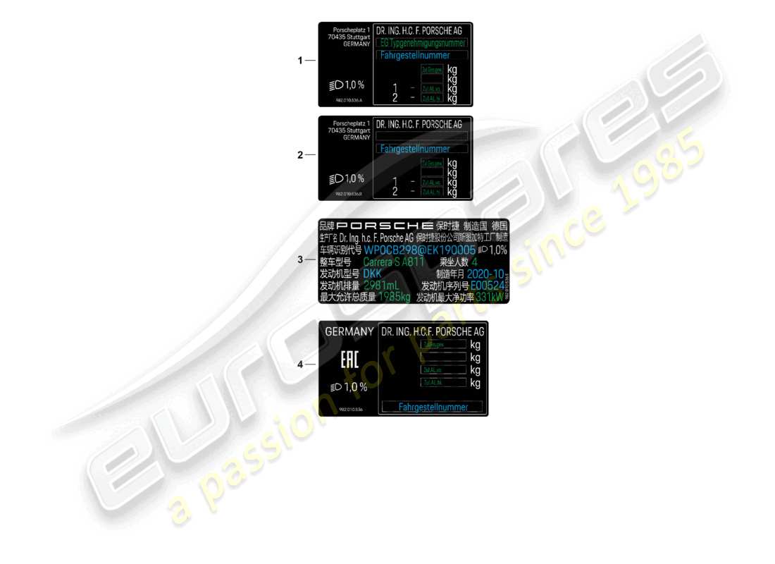 porsche 2021 (718 cayman gt4) señales/avisos d - mj 2022>> diagrama de piezas