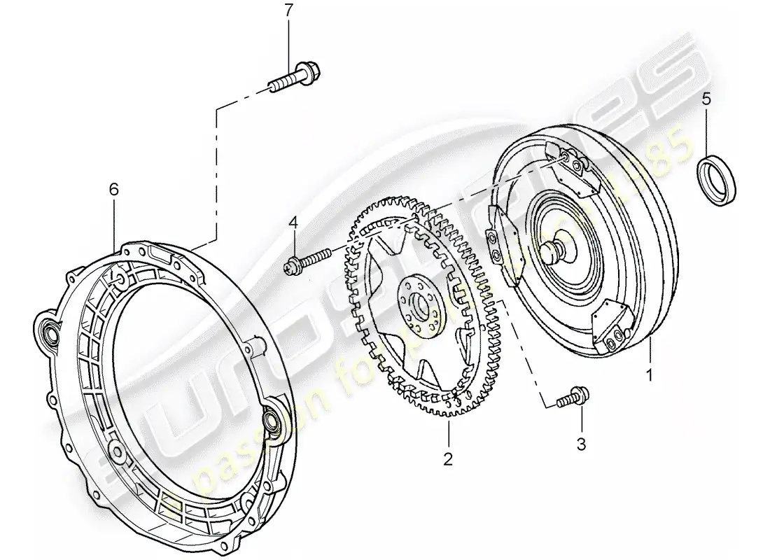 porsche 2002 (996 turbo / gt2) tiptronic - convertidor de par - disco motriz diagrama de piezas