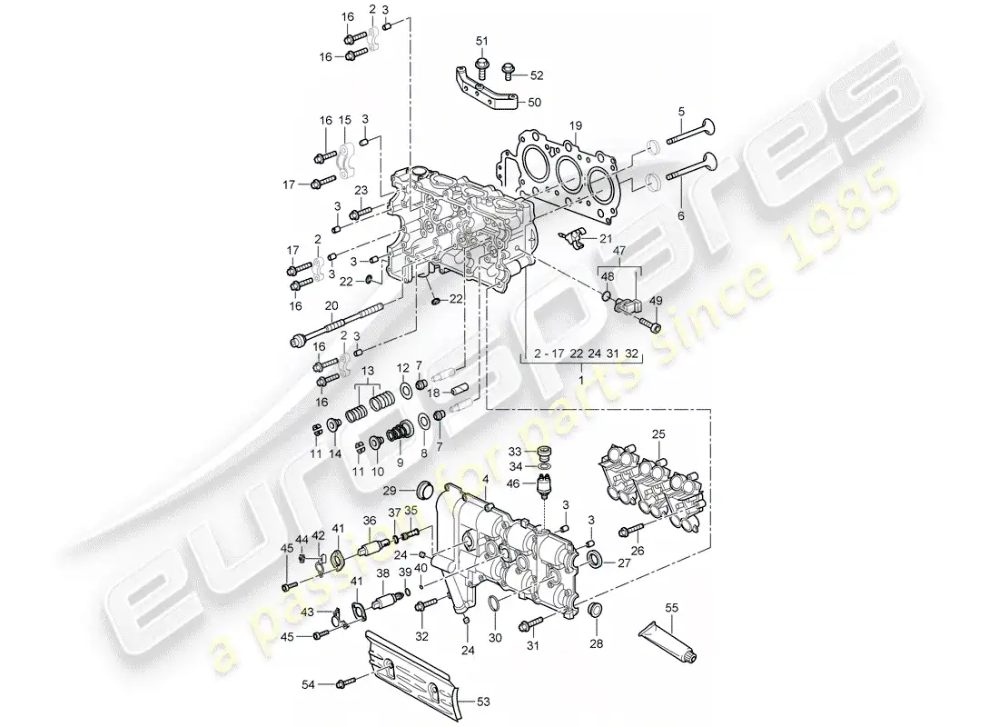 porsche 2008 (997-1) cabeza de cilindro diagrama de piezas