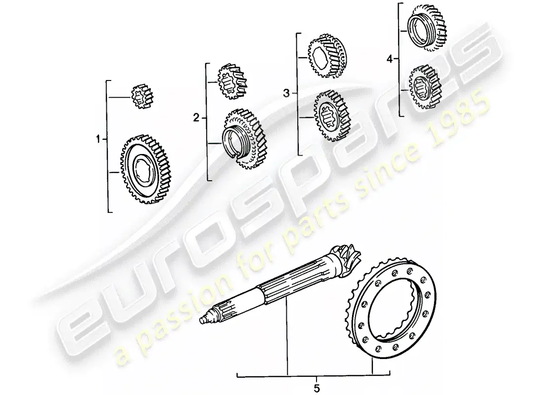 porsche 1988 (911) juegos de ruedas de engranaje - 4-speed diagrama de piezas