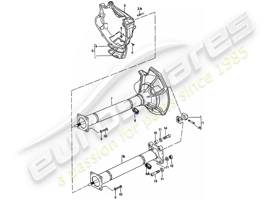 porsche 1979 (924) tubo central diagrama de piezas