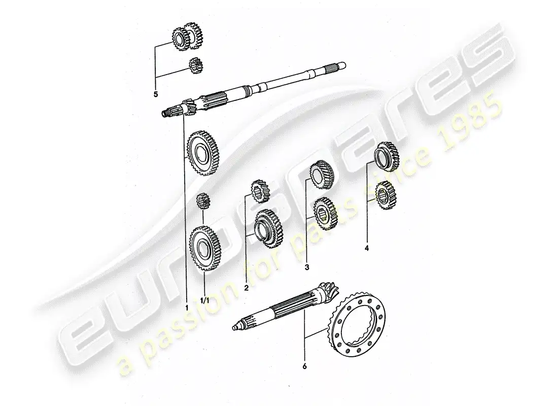 porsche 1976 (911 turbo) juegos de ruedas de engranaje - 4-speed diagrama de piezas