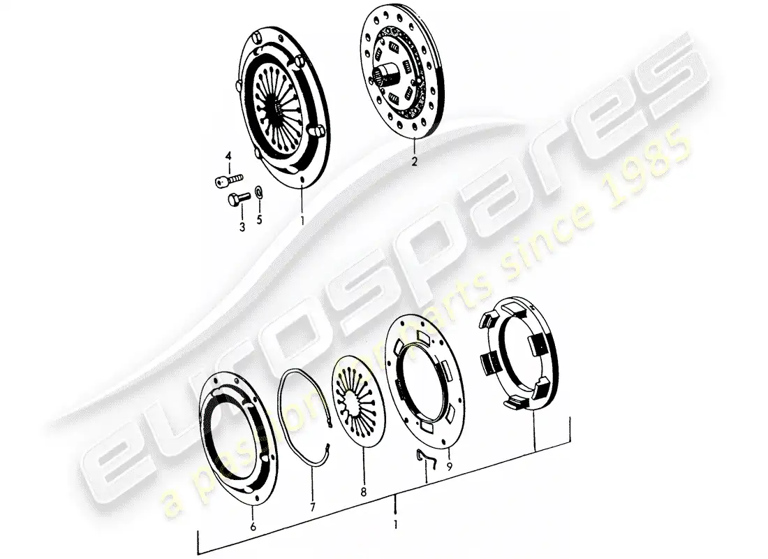 porsche 1964 (356b/356c) embrague diagrama de piezas
