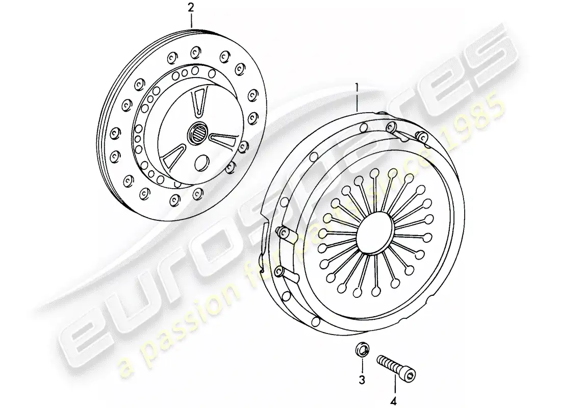 porsche 1971 (911) embrague diagrama de piezas