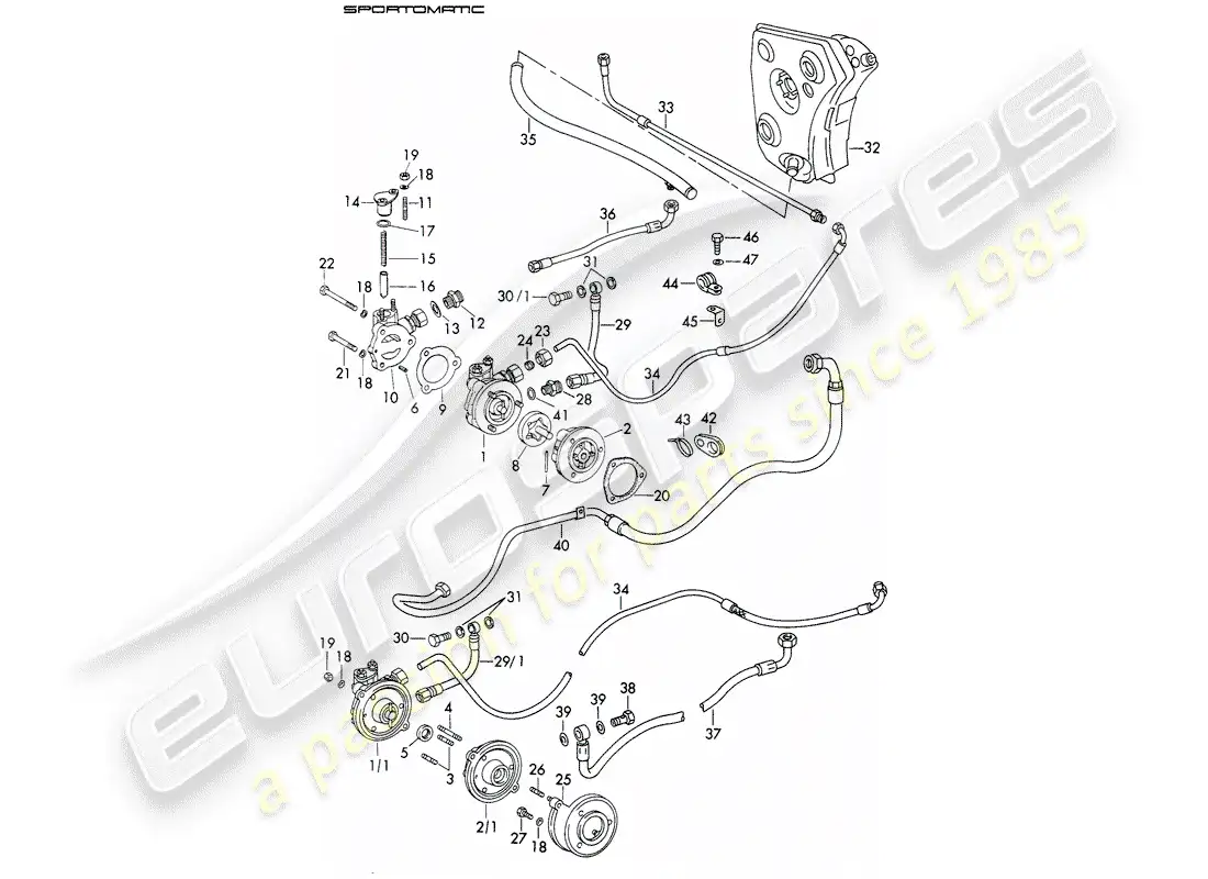 porsche 1971 (911) suministro de aceite - para - convertidor de par - sportomatic - d - mj 1972>> - mj 1972 diagrama de piezas