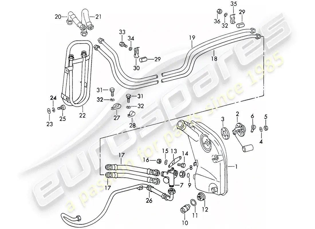 porsche 1972 (911) lubricación del motor - unidades auxiliares - para - tipo 911/53/63/83/88 - d - mj 1973>> diagrama de piezas