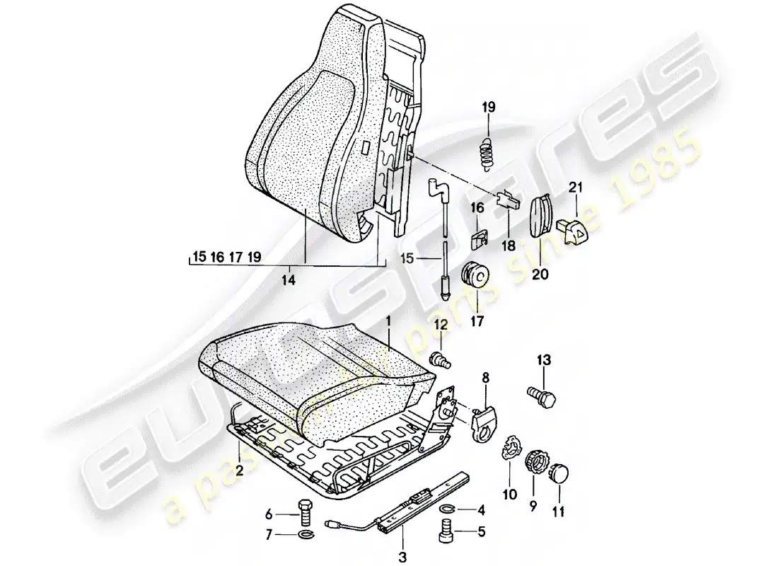 porsche 1982 (924) asiento delantero - piezas individuales diagrama de piezas