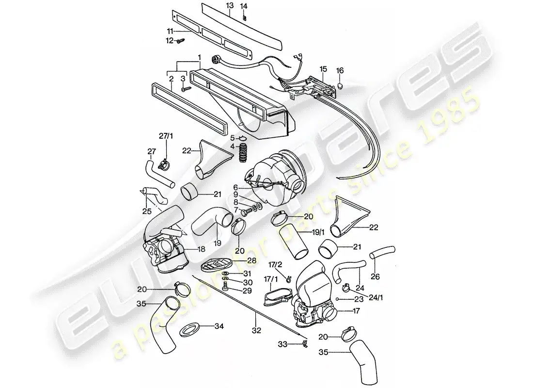 porsche 1977 (911) ventilación - sistema de calefacción 1 - d >> - mj 1976 diagrama de piezas