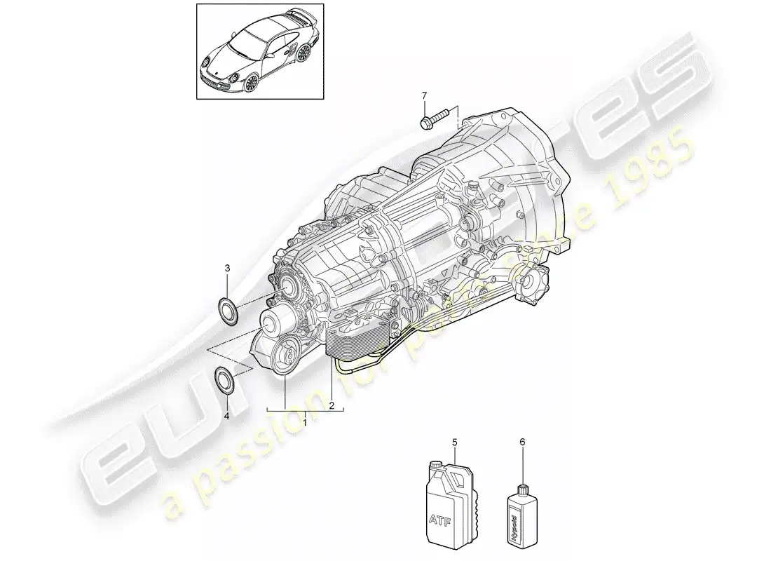 porsche 2013 (997-2 turbo / gt2 rs) - pdk - diagrama de piezas