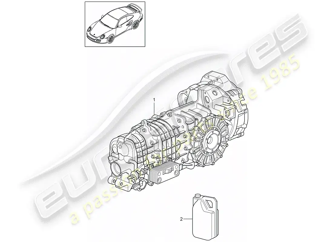 porsche 2013 (997-2 turbo / gt2 rs) transmisión de repuesto diagrama de piezas