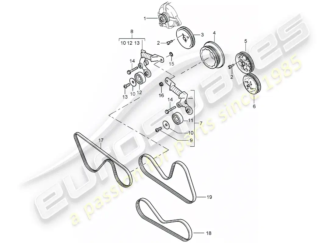 porsche 2005 (carrera gt) tensor de correa - transmisión por correa diagrama de piezas
