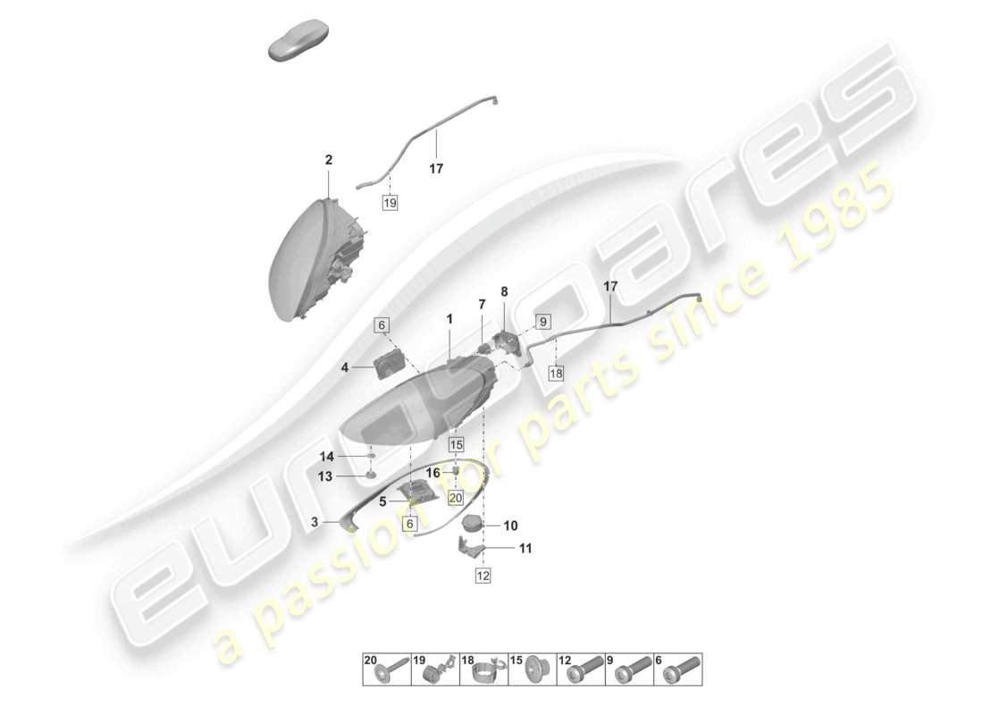 porsche 2022 (panamera 971-2) diagrama básico de piezas pdls de faros led