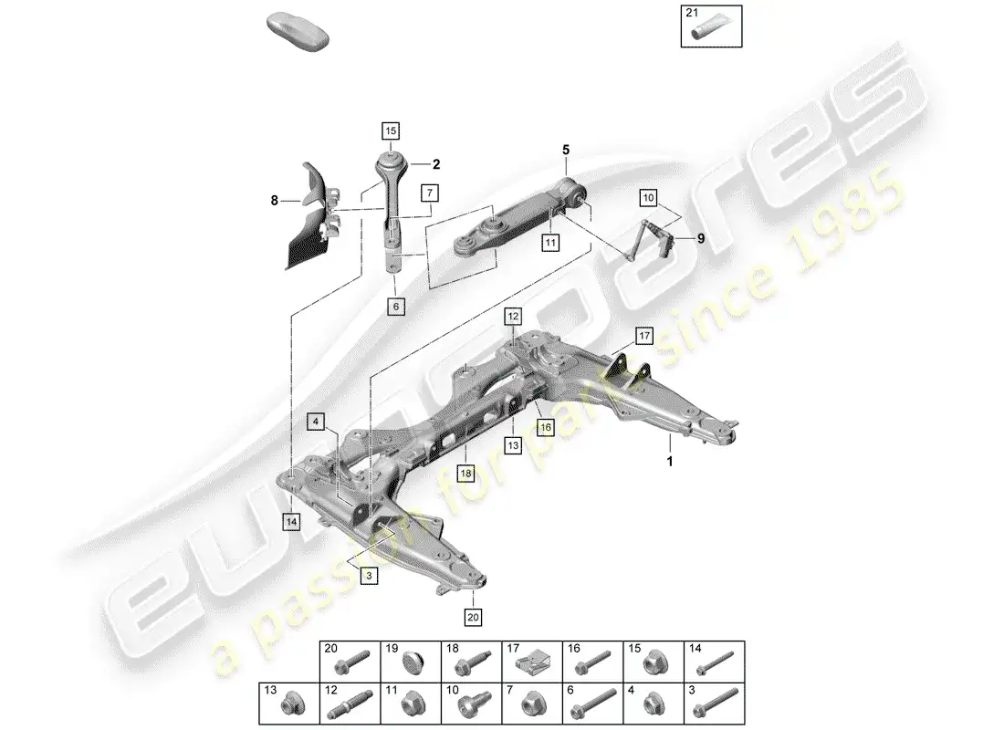 porsche 2019 (718 boxster spyder) travesaño diagrama de piezas