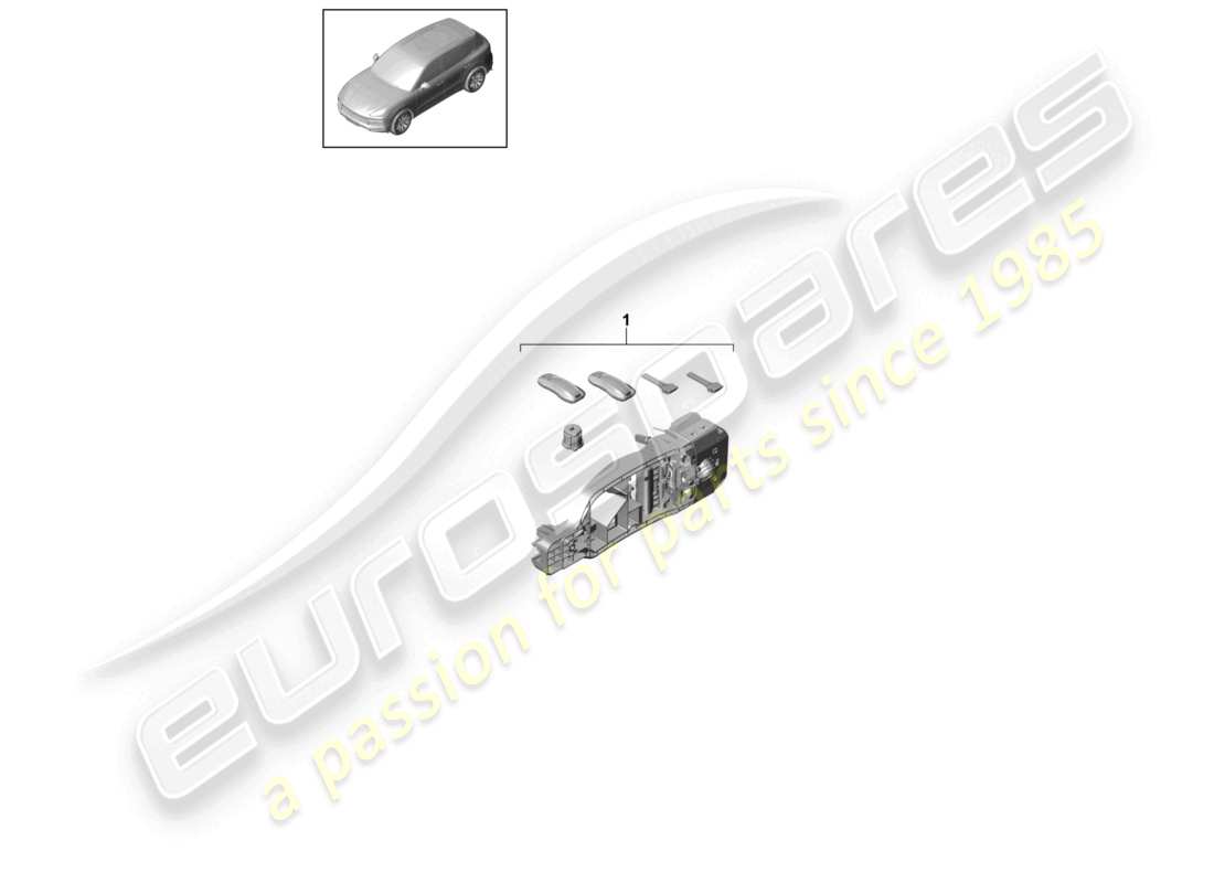porsche 2022 (cayenne e3 9ya/9yb) diagrama de piezas del conjunto de cilindros de cerradura 1