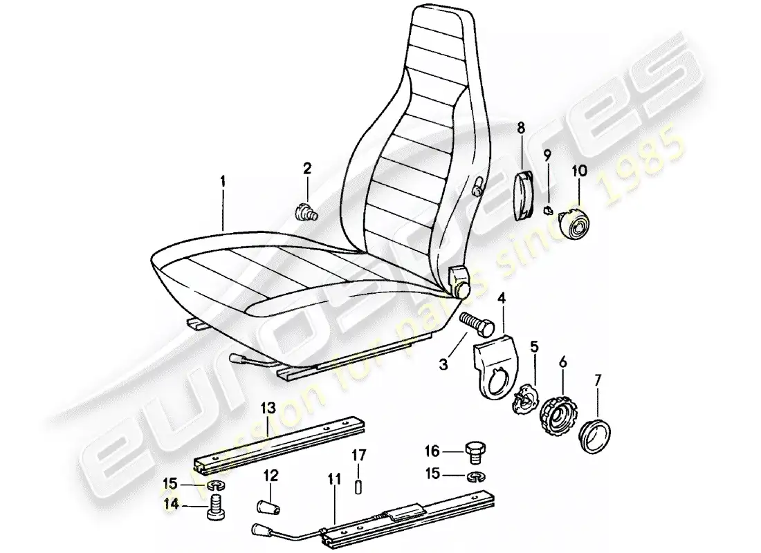 porsche 1979 (911) asiento delantero - completo diagrama de piezas