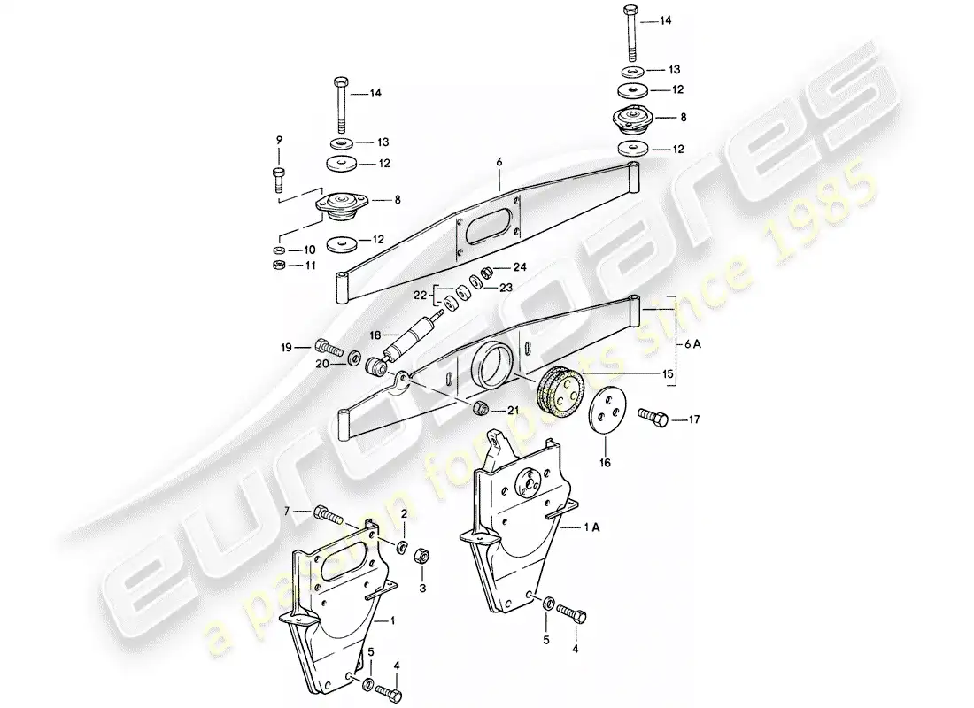 porsche 1987 (911) suspensión del motor diagrama de piezas