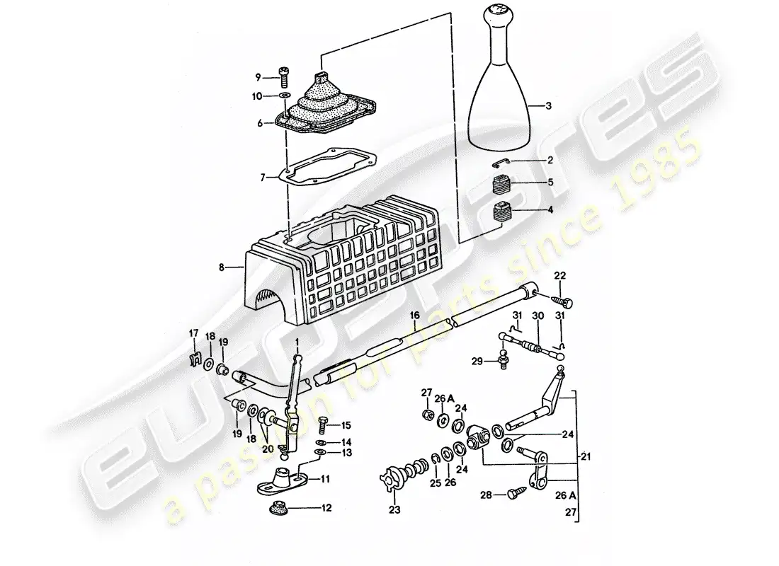 porsche 1993 (968) actuador - para - caja de cambios manual diagrama de piezas