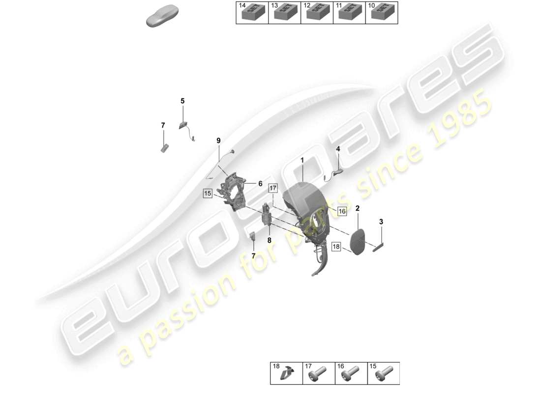 porsche 2025 (taycan 9j1-2) diagrama de piezas eléctricas de laterales abatibles