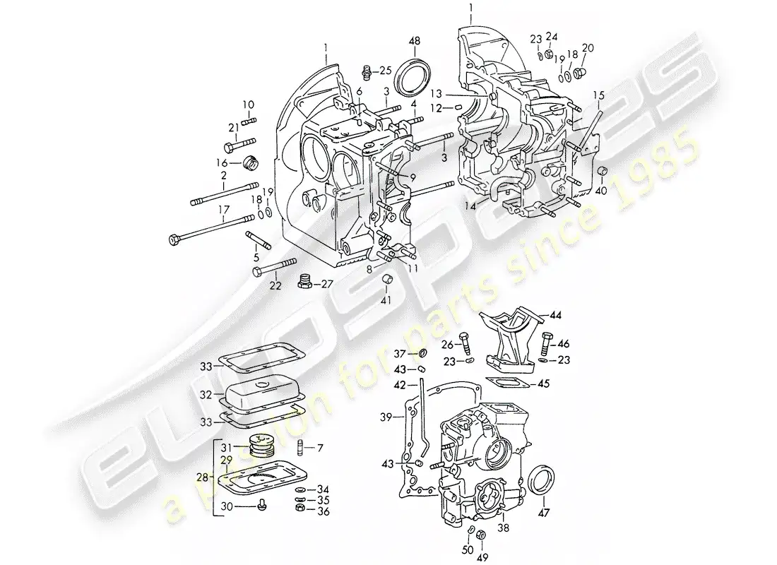 porsche 1968 (911/912) carter - juego de reparacion para mantenimiento - juego de juntas - ver ilustración: diagrama de piezas