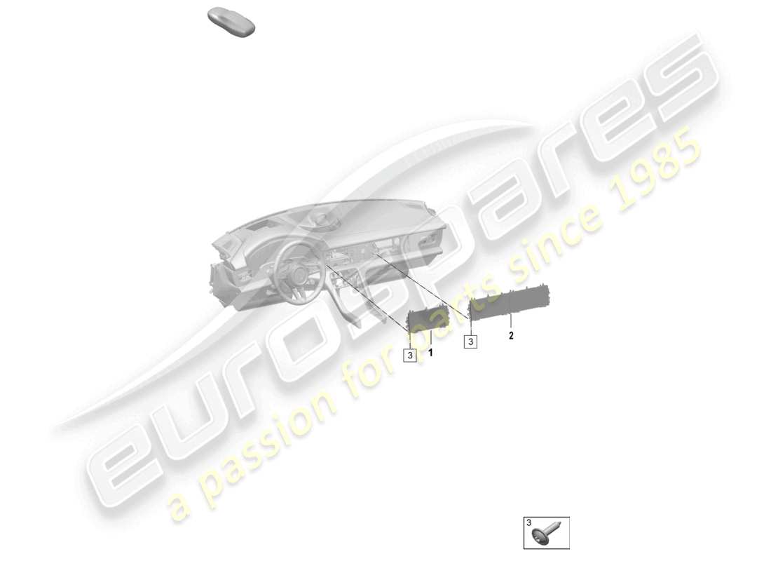 porsche 2025 (taycan 9j1-2) diagrama de piezas de la unidad de visualización y panel de control con pantalla táctil