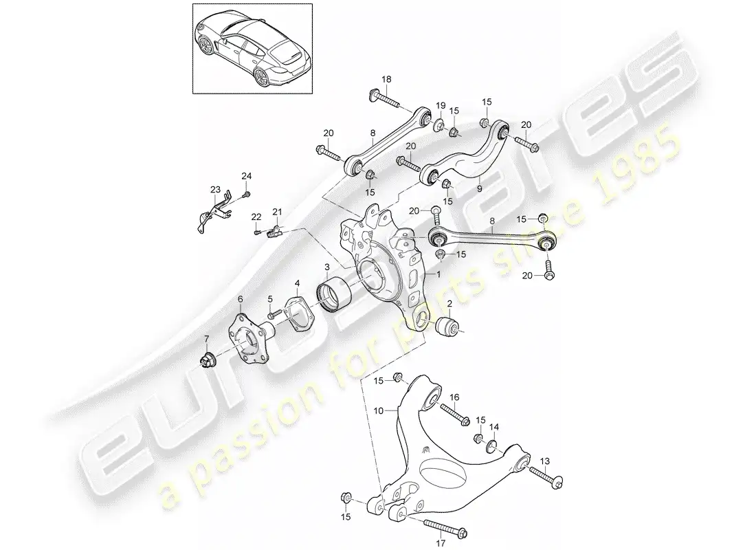 porsche 2016 (panamera 970) eje posterior diagrama de piezas