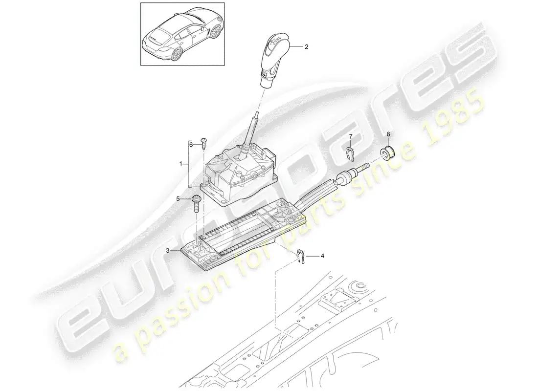 porsche 2011 (panamera 970) palanca selectora diagrama de piezas
