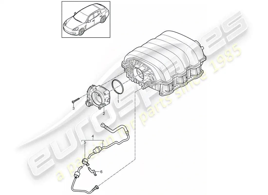 porsche 2011 (panamera 970) cuerpo del acelerador diagrama de piezas