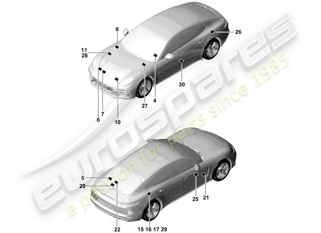 porsche 2018 (panamera 971-1) señales/avisos diagrama de piezas