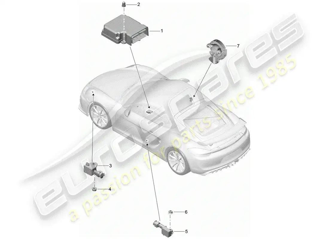 porsche 2016 (981 boxster spyder) módulo de control electrónico diagrama de piezas
