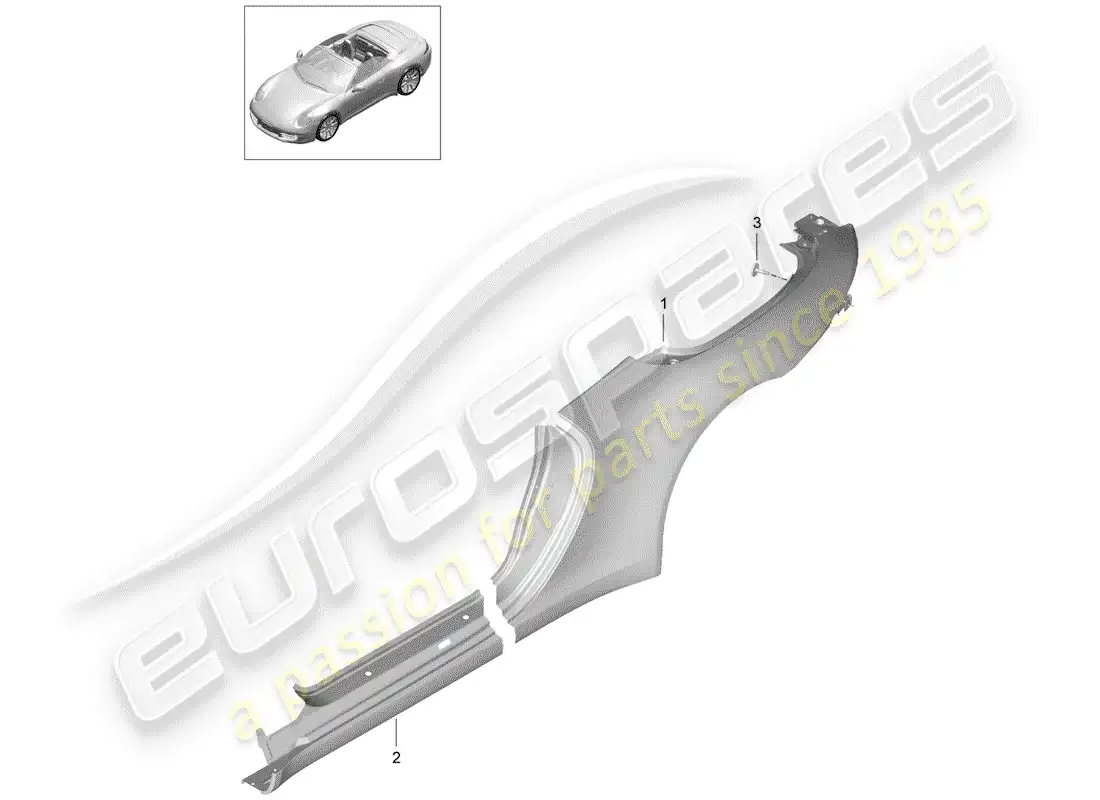 porsche 2012 (991-1) panel lateral diagrama de piezas