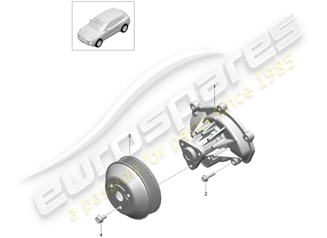 porsche 2018 (macan) diagrama de piezas de la bomba de agua