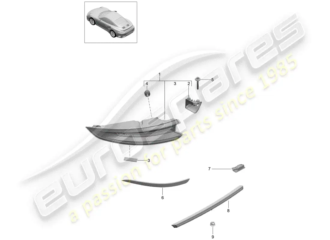 porsche 2015 (991-1 turbo) luz trasera diagrama de piezas