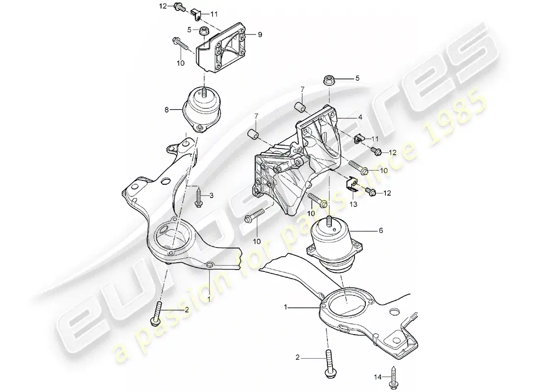 porsche 2006 (cayenne e1 9pa) dispositivo de elevación del motor diagrama de piezas